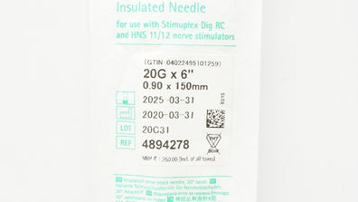 Braun 4894278 Stimuplex A Insulated Ndle 20G x 6inch (x)